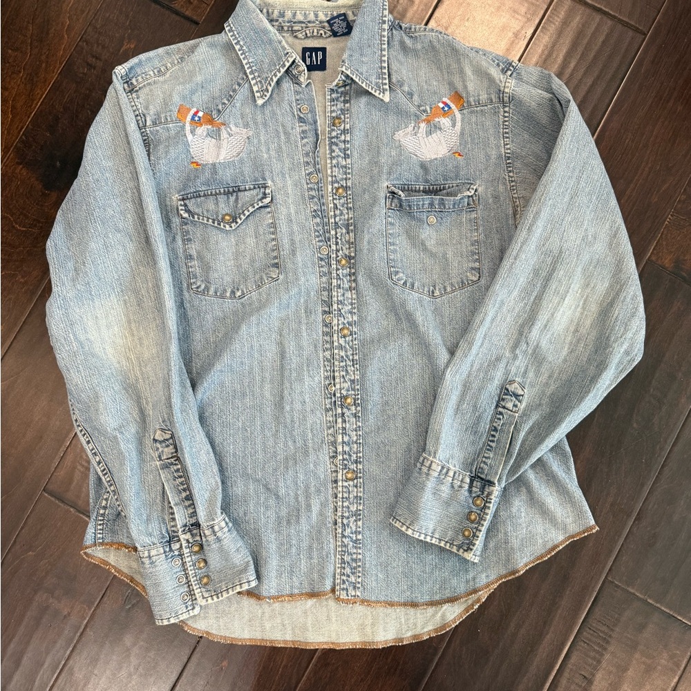 GAP Denim Shirt with Embroidered armadillos